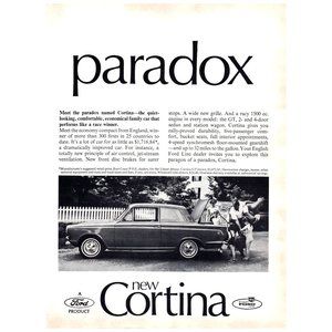 1966 Ford Cortina Paradox Vintage Print Ad Family Sedan Swimming Picnic Basket